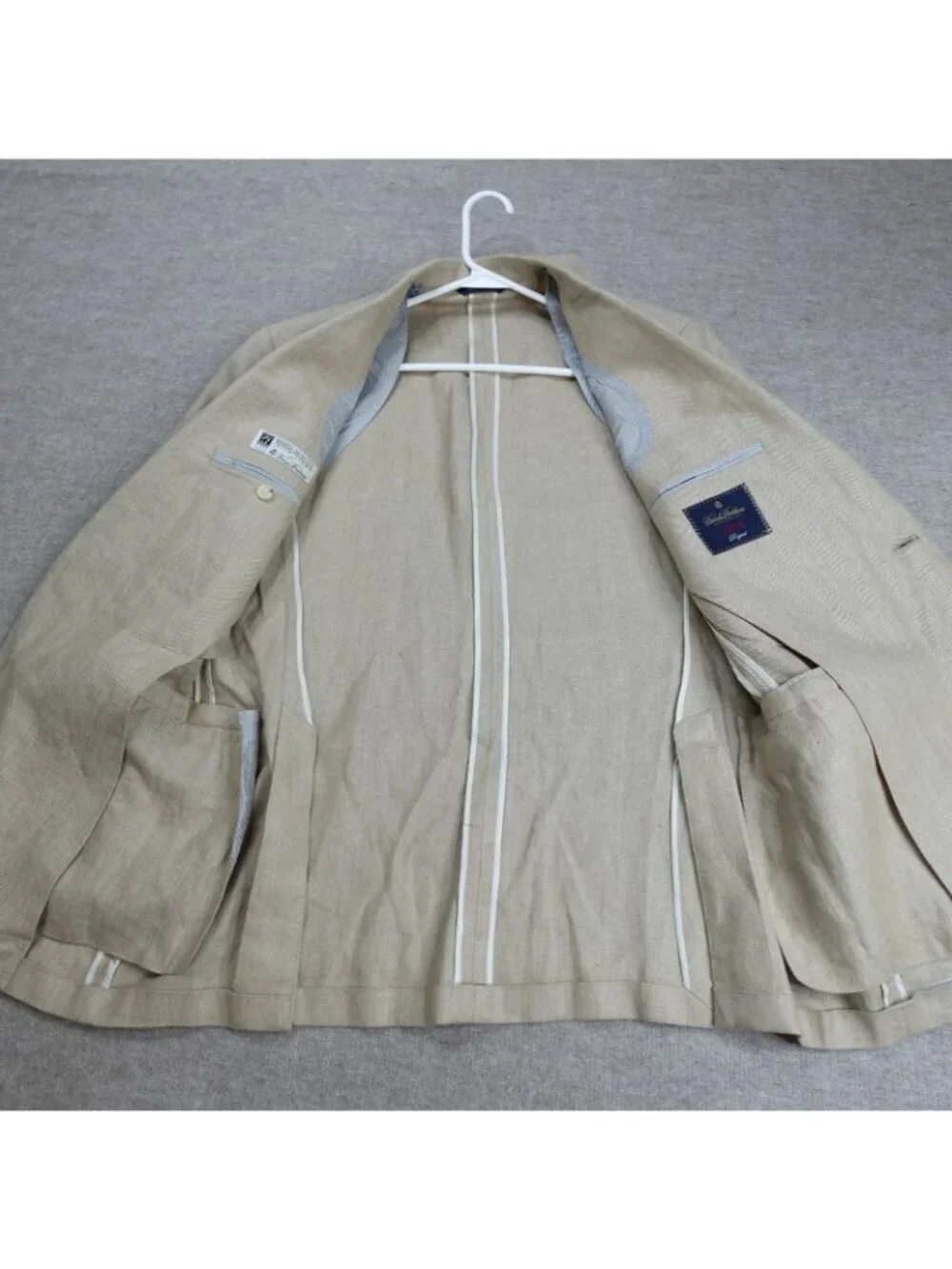 Brooks Brothers 1818 Blazer 43R Beige Linen Half Lined Fitzgerald Baird McNutt